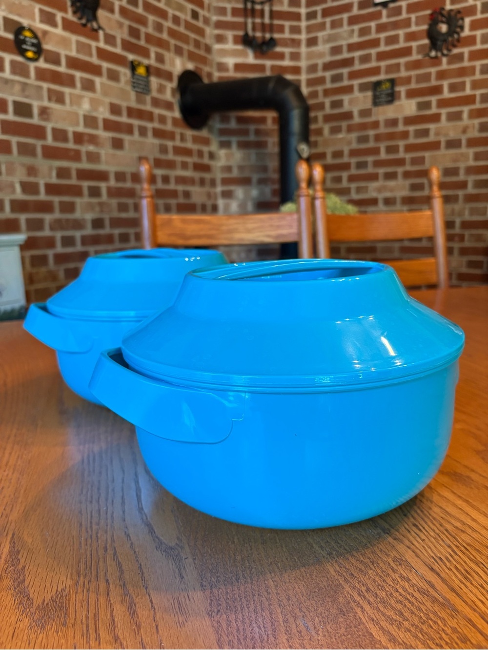 Set of Two Teal Insulated Microwaveable Serving Bowls with Lids - Home Kitchen